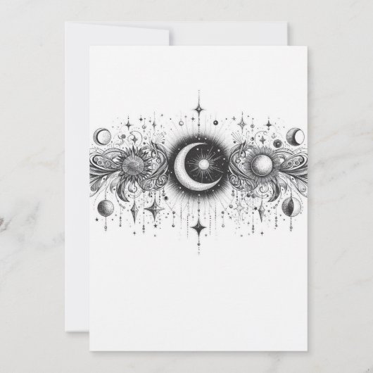 Zwart & Wit Hemelse bruiloft uitnodiging (Achterkant)