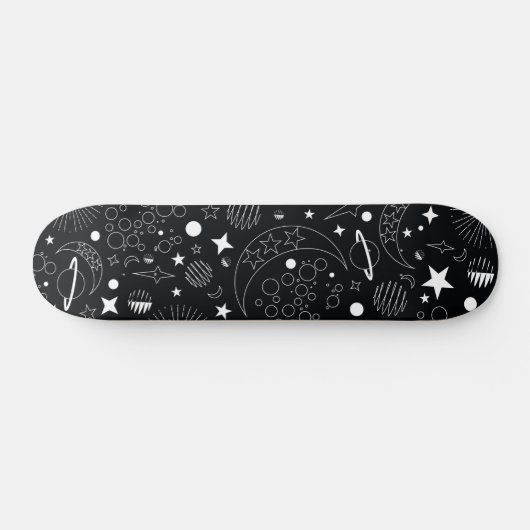 Zwart-wit hemelse kosmische sterrenstelsels persoonlijk skateboard (Horizontaal)
