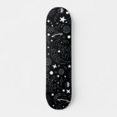 Zwart-wit hemelse kosmische sterrenstelsels persoonlijk skateboard (Voorkant)