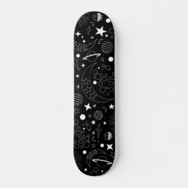Zwart-wit hemelse kosmische sterrenstelsels persoonlijk skateboard