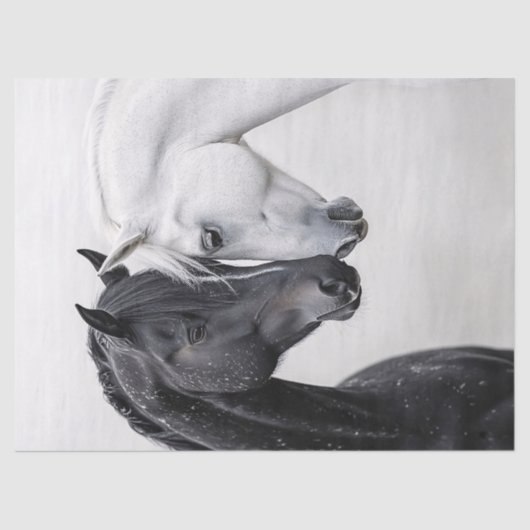 Zwart-wit hengst Horse Art Decoupage Tissuepapier (Voorkant)