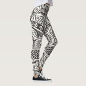Zwart-wit henna patroon leggings (Rechts)