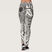 Zwart-wit henna patroon leggings (Achterkant)