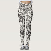 Zwart-wit henna patroon leggings (Voorkant)