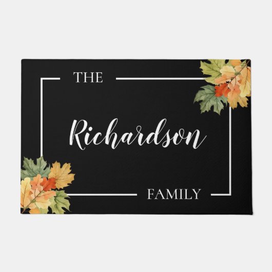 Zwart-wit Herfst gebladerte Deurmat (Voorkant)