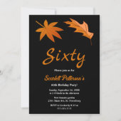 Zwart-wit herfstbladeren Herfst 60e verjaardag Kaart (Voorkant)