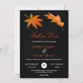 Zwart-wit herfstbladeren Herfst bloemenbruiloft Kaart (Voorkant)