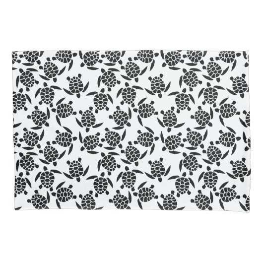 Zwart-wit Herhaal Motief | Zeeen schildpadpatroon Kussensloop (Voorkant)