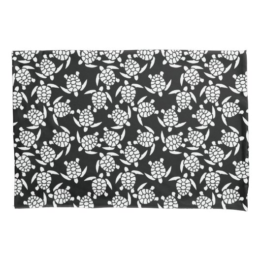 Zwart-wit Herhaal Motief | Zeeen schildpadpatroon Kussensloop (Voorkant)