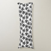 Zwart-wit Herhaal Motief | Zeeen schildpadpatroon Lichaamskussen (Voorkant Verticaal)