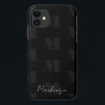 Zwart-wit Herhaal Patroon Monogram Case-Mate iPhone Case<br><div class="desc">Moderne en stijlvolle,  gedurfde monogram met scriptlettertype voor naam. Alle tekst kan worden aangepast. Geweldig voor veel verschillende toepassingen. Voor school,  werk of thuis.</div>