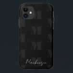 Zwart-wit Herhaal Patroon Monogram Case-Mate iPhone Case<br><div class="desc">Moderne en stijlvolle,  gedurfde monogram met scriptlettertype voor naam. Alle tekst kan worden aangepast. Geweldig voor veel verschillende toepassingen. Voor school,  werk of thuis.</div>