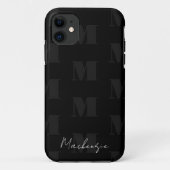Zwart-wit Herhaal Patroon Monogram Case-Mate iPhone Case (Achterkant)