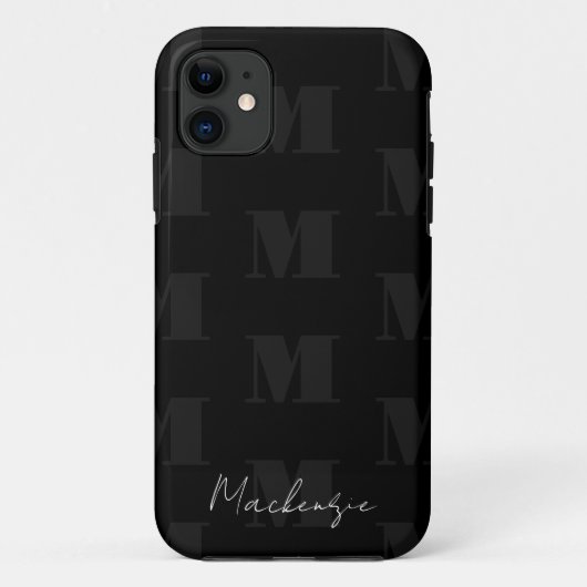 Zwart-wit Herhaal Patroon Monogram Case-Mate iPhone Case (Achterkant)
