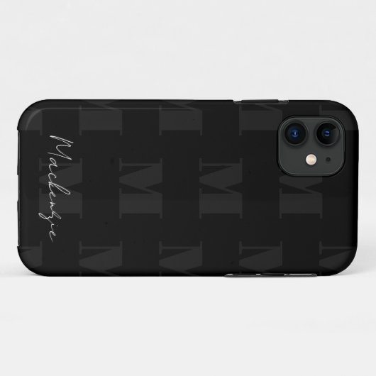 Zwart-wit Herhaal Patroon Monogram Case-Mate iPhone Case (Achterkant (horizontaal))