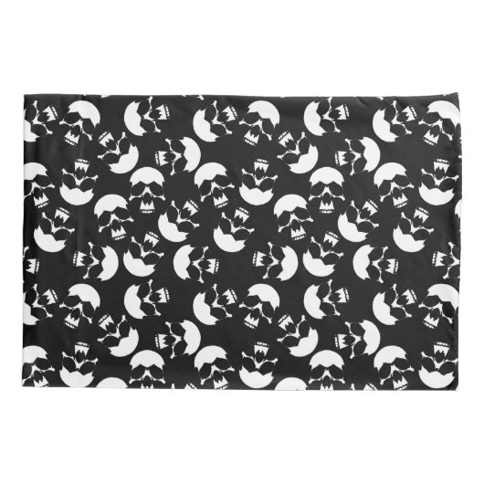 Zwart-wit Herhalend Motief | Schedelpatroon Kussensloop (Achterkant)