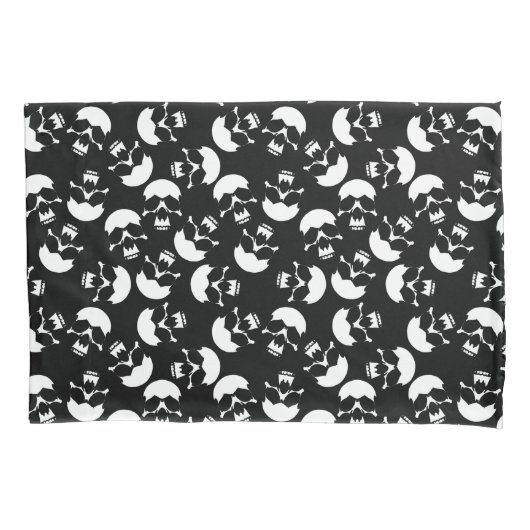 Zwart-wit Herhalend Motief | Schedelpatroon Kussensloop (Voorkant)