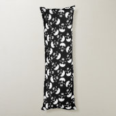 Zwart-wit Herhalend Motief | Schedelpatroon Lichaamskussen (Achterkant (Verticaal))