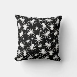 Zwart-wit Herhalend Motief | Spinnenpatroon Kussen