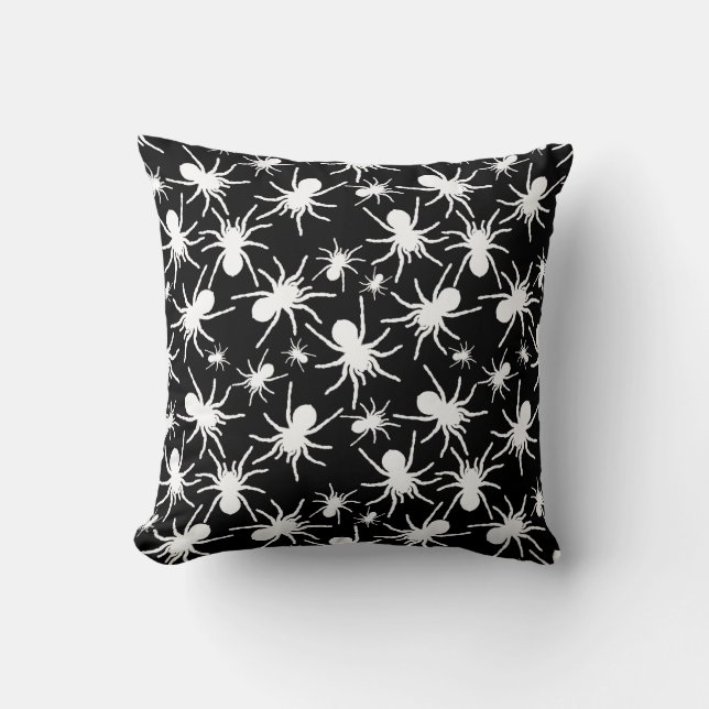 Zwart-Wit Herhalend Motief | Spinpatroon Kussen (Voorkant)