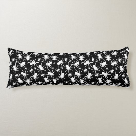 Zwart-Wit Herhalend Motief | Spinpatroon Lichaamskussen (Voorkant)