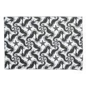 Zwart-wit Herhalend Motief | Zeepaardpatroon Kussensloop (Voorkant)