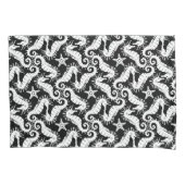 Zwart-wit Herhalend Motief | Zeepaardpatroon Kussensloop (Voorkant)