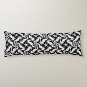 Zwart-wit Herhalend Motief | Zeepaardpatroon Lichaamskussen (Achterkant)