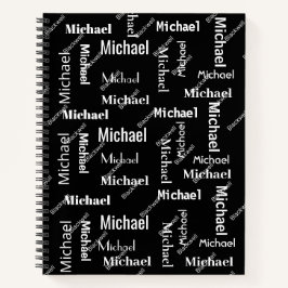 Zwart-wit herhalend voornaam en achternaam van kla notitieboek