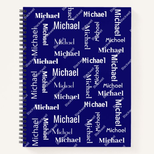 Zwart-wit herhalend voornaam en achternaam van kla notitieboek (Voorkant)
