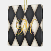 Zwart-wit Herlequin Faux Antiek Monogrammen Keramisch Ornament (Links)