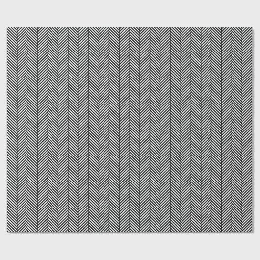 Zwart-wit herringbone cadeaupapier (Vlak)