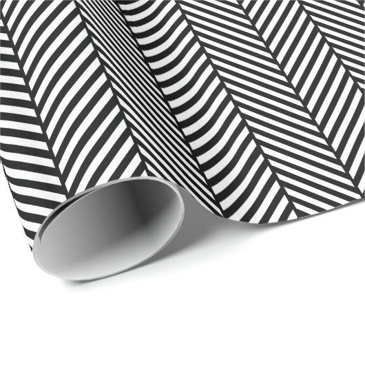Zwart-wit herringbone cadeaupapier (Rol Hoek)