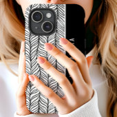 Zwart-Wit Herringbone Gepersonaliseerde Naam Case-Mate iPhone Case