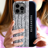 Zwart-Wit Herringbone Gepersonaliseerde Naam Case-Mate iPhone Case