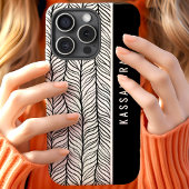 Zwart-Wit Herringbone Gepersonaliseerde Naam Case-Mate iPhone Case