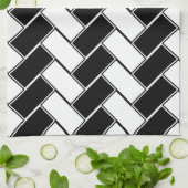 Zwart-wit herringbone theedoek (Gevouwen)