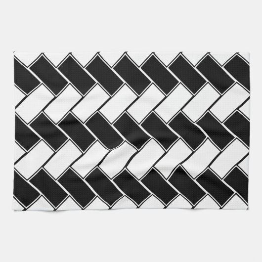 Zwart-wit herringbone theedoek (Horizontaal)