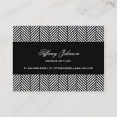 Zwart-wit herringbone visitekaartje (Achterkant)