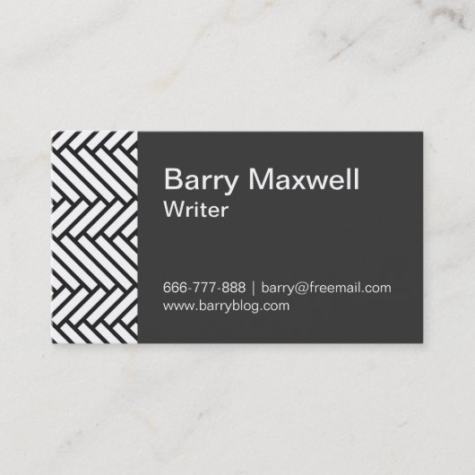 zwart-wit herringbotpatroon visitekaartje (Voorkant)