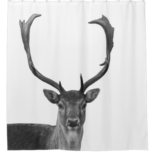 Zwart wit hert gewei douchegordijn (Voorkant)