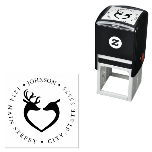 Zwart-wit Herten Hart Silhouet Retourlabel Zelfinktende Stempel (In situ)