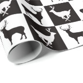 Zwart-Wit Herten Silhouet Inpakpapier (Rol Hoek)