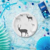 Zwart-wit herten silhouet papier Borden Papieren Bordje (Feest)
