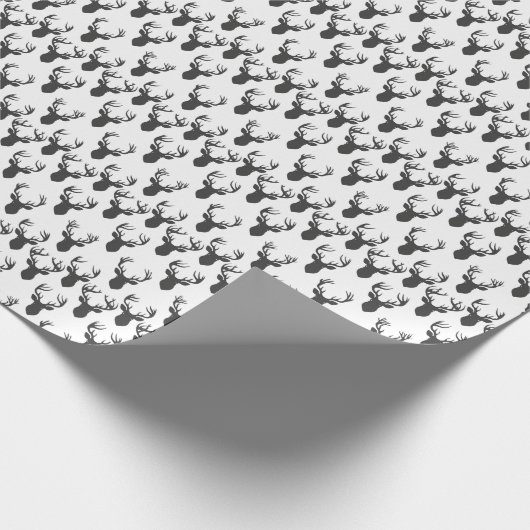 Zwart-wit hertenkoppen patroon cadeaupapier (Hoek)
