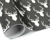 Zwart-wit hertenkoppen patroon cadeaupapier (Rol Hoek)