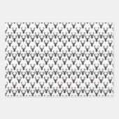 Zwart-wit hertenkoppen patroon inpakpapier vel (Voorkant 2)