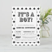 Zwart-wit Het is een Baby shower-uitnodiging. Kaart (Staand voorkant)