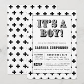 Zwart-wit Het is een Baby shower-uitnodiging. Kaart (Voorkant / Achterkant)