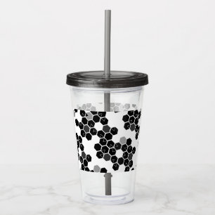 Zwart-wit-hex-gegevenspatronen Acryl Drinkbeker